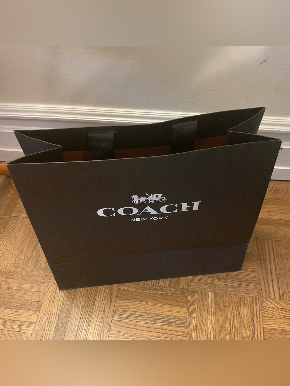 Coach Black Paper Shopping Tote with Logo - Picture 4 of 10